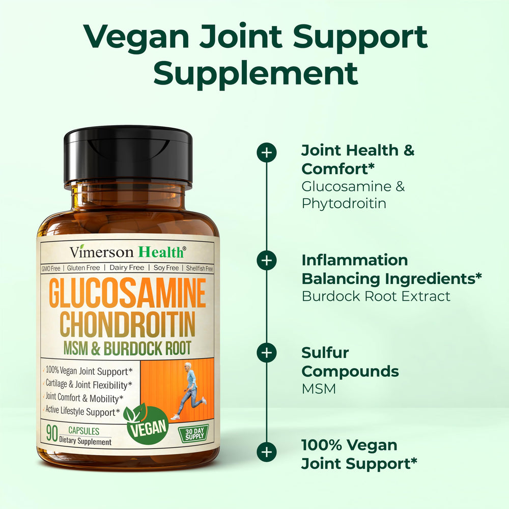 Vimerson Health burdock root visual highlights natural ingredient for joint care.