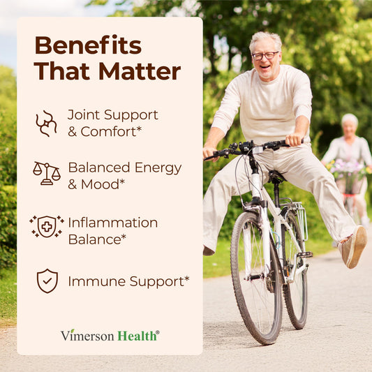 Vimerson Health ginger root capsules highlight natural vitality.