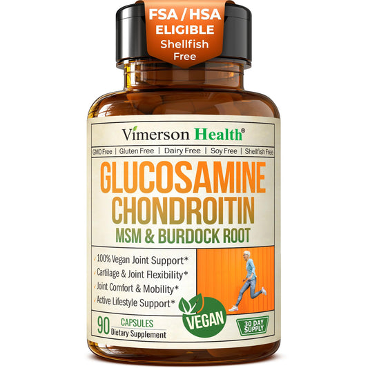 Vimerson Health Glucosamine Chondroitin MSM bottle front supports joint health and mobility.