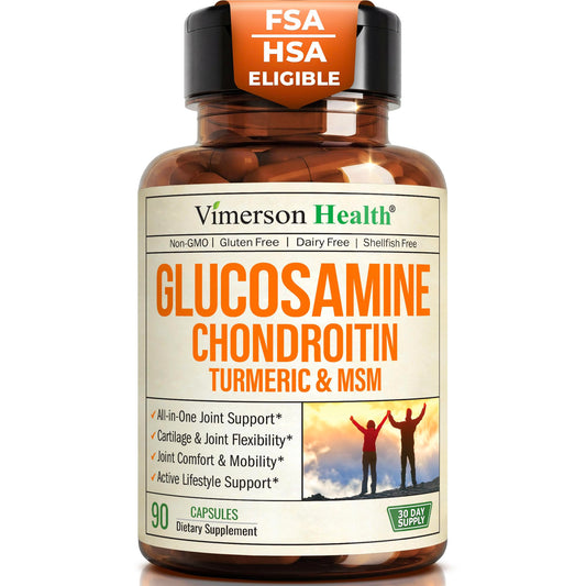 Vimerson Health glucosamine-chondroitin-msm bottle front promoting joint support.