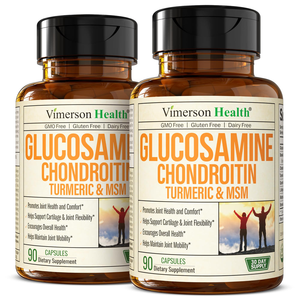 Vimerson Health Glucosamine-Chondroitin-MSM bottle promotes daily joint support.