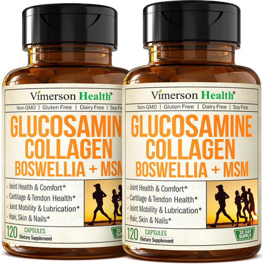 Vimerson Health glucosamine chondroitin MSM bottle shown for daily joint support.