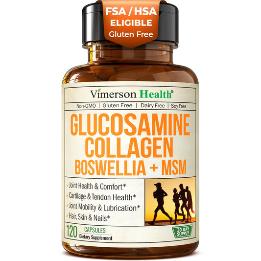 Vimerson Health glucosamine chondroitin msm collagen bottle supports joint health