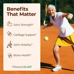 Close-up of Vimerson Health glucosamine-chondroitin-msm tablets for daily mobility.