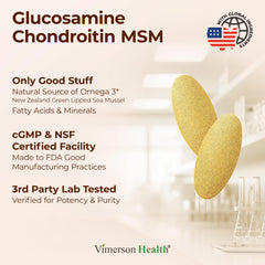 Vimerson Health glucosamine label details ingredients and tests