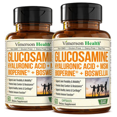 Vimerson Health glucosamine sulfate bottle highlighting potential joint nourishment