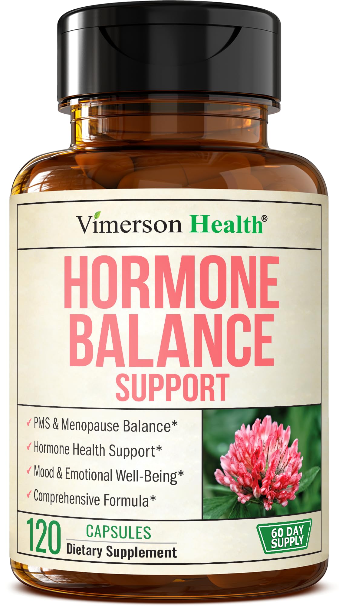 Vimerson Health Hormone Harmony bottle closeup showing a trusted wellness supplement for daily balance.
