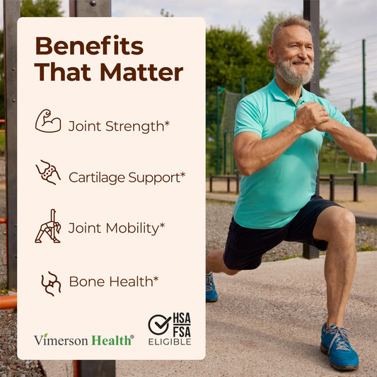 Vimerson Health joint-support capsules spilled for daily use.