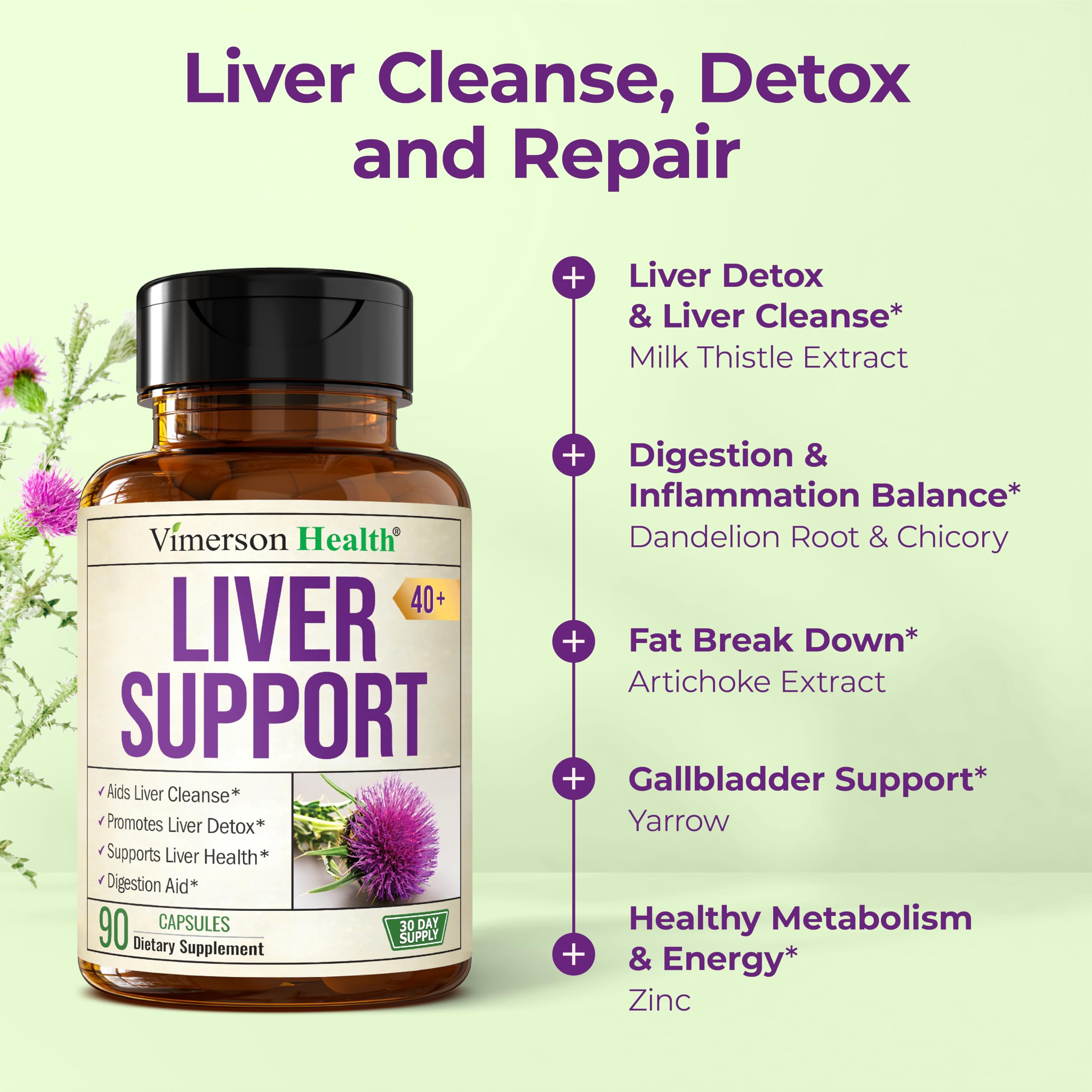Vimerson Health Liver Support enzyme blend bottle with lipasi and protease