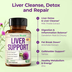 Vimerson Health Liver Support enzyme blend bottle with lipasi and protease