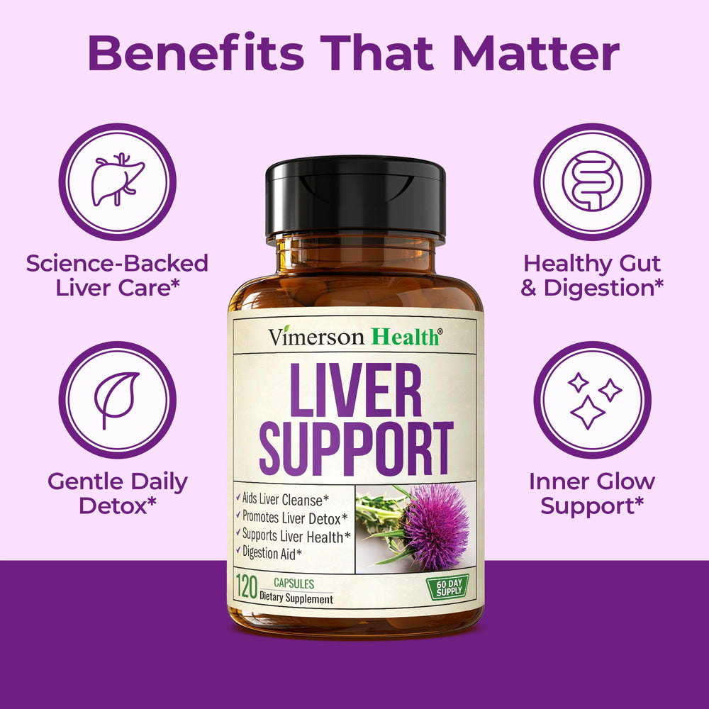 Vimerson Health milk thistle artichoke extract bottle label displays traditional herbs for liver support