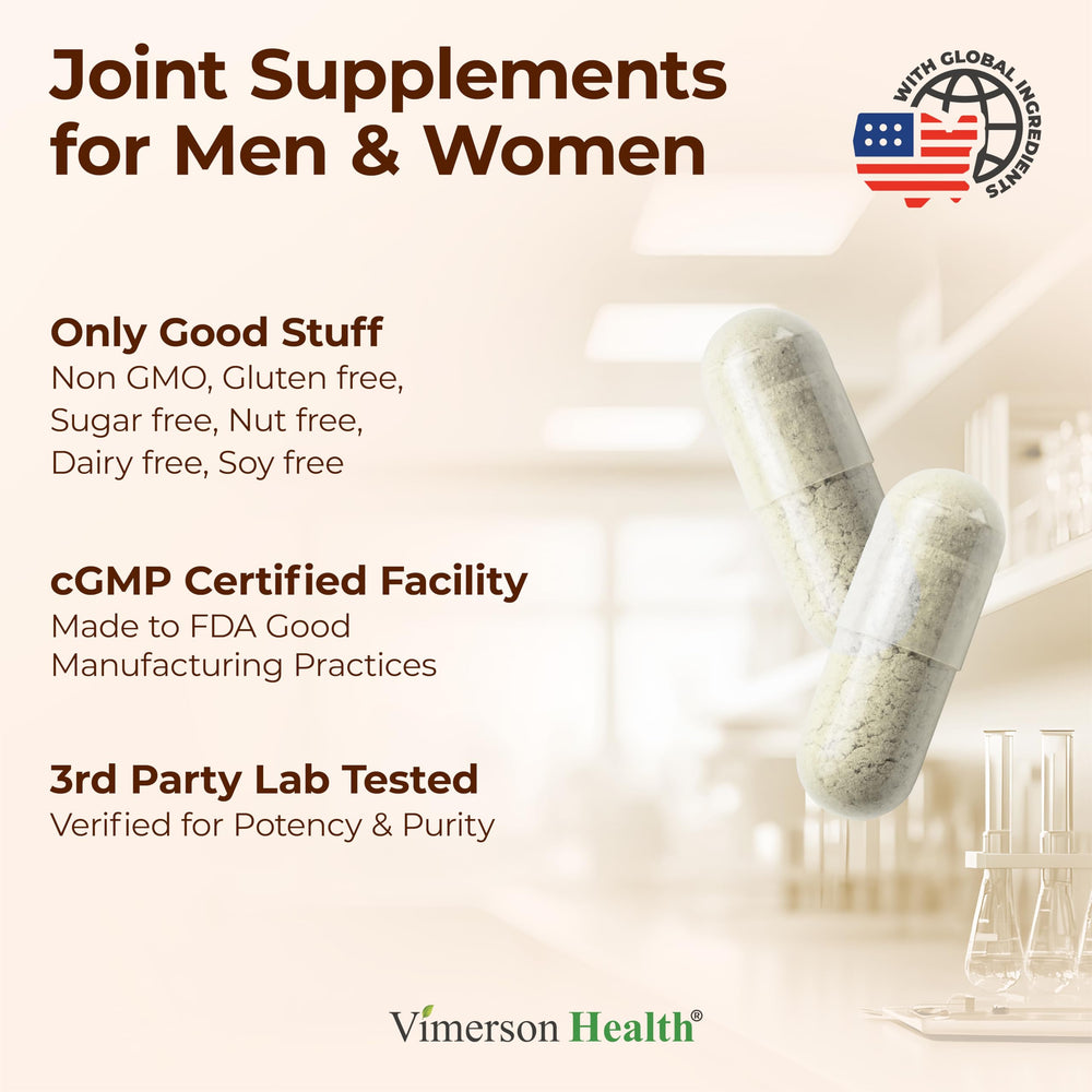 Vimerson Health MSM joint supplement capsules conveying cartilage support possibilities