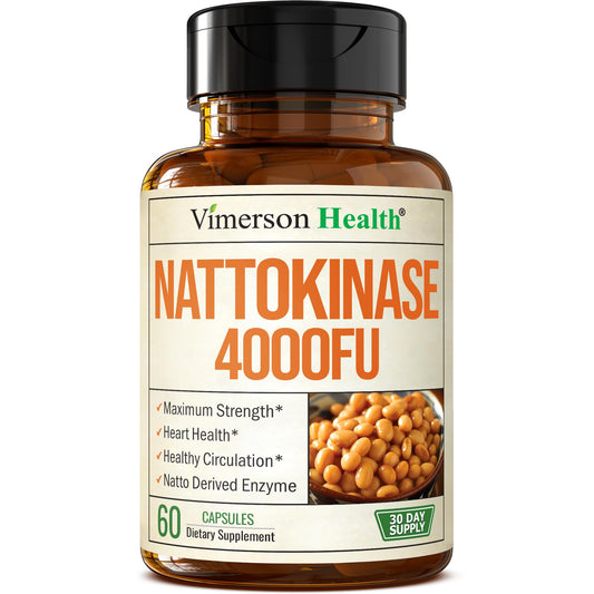 Vimerson Health nattokinase 4000fu bottle highlighting circulation support