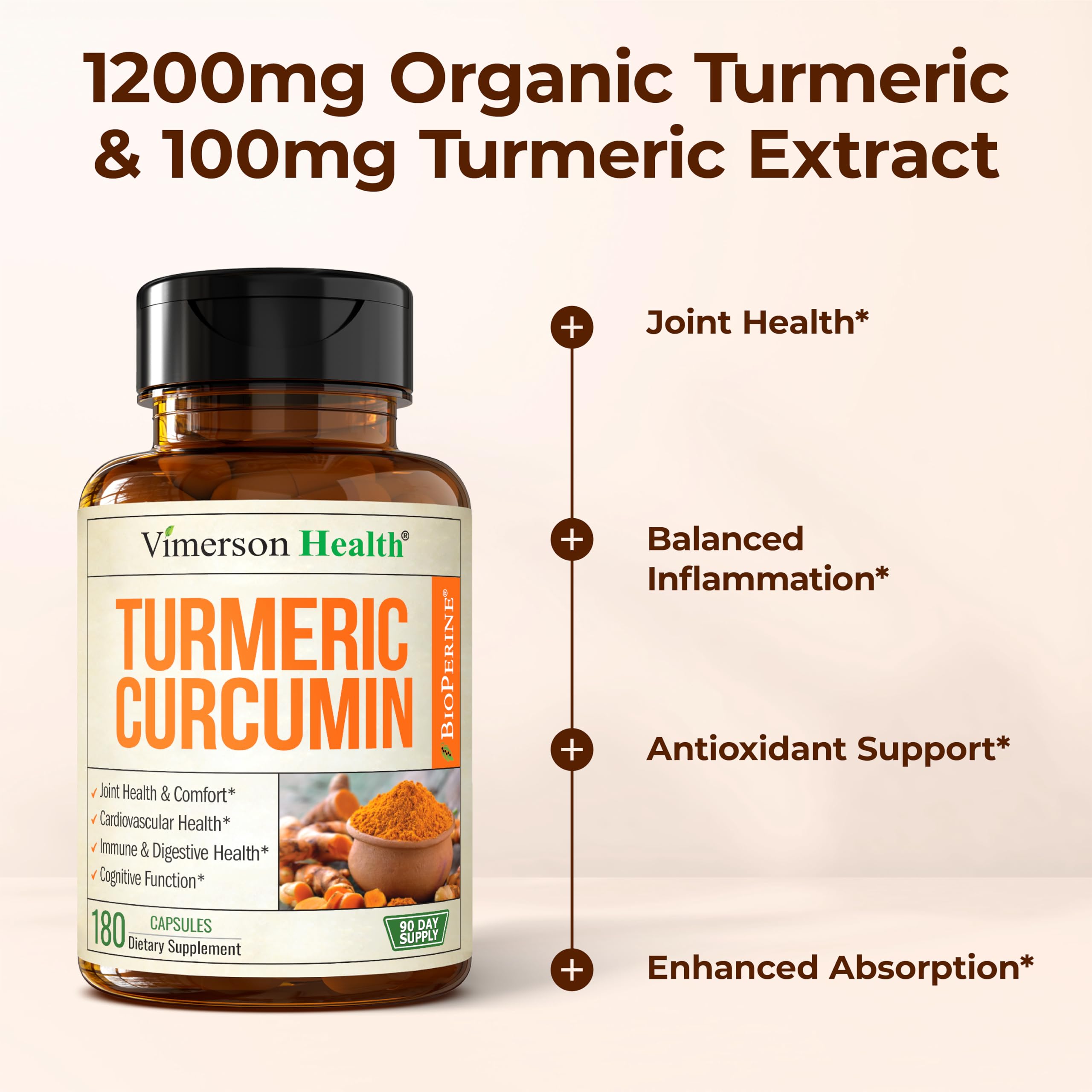 Vimerson Health organic turmeric powder and extract with 95% curcuminoids.