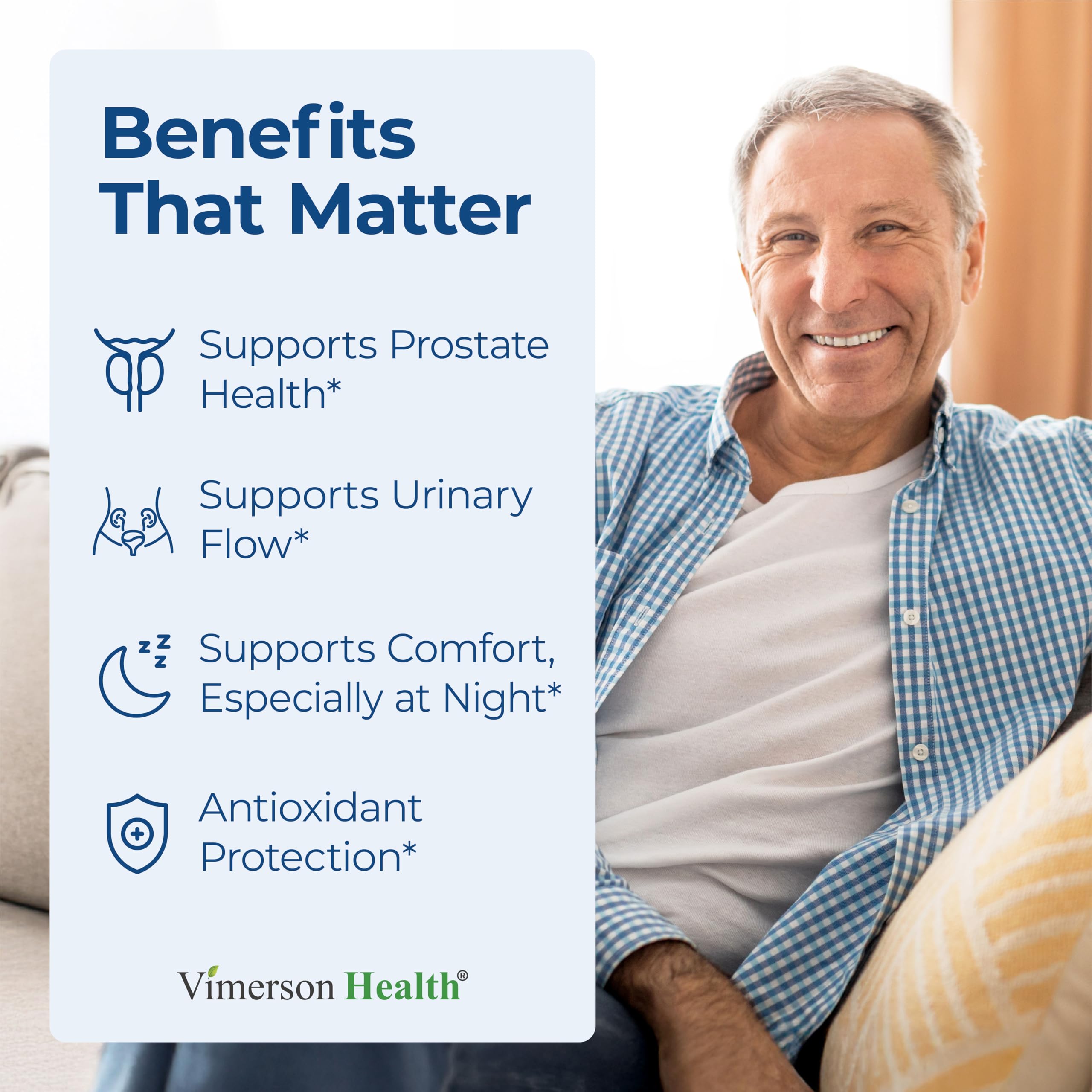 Vimerson Health Prostate Health bottle label highlighting key ingredients