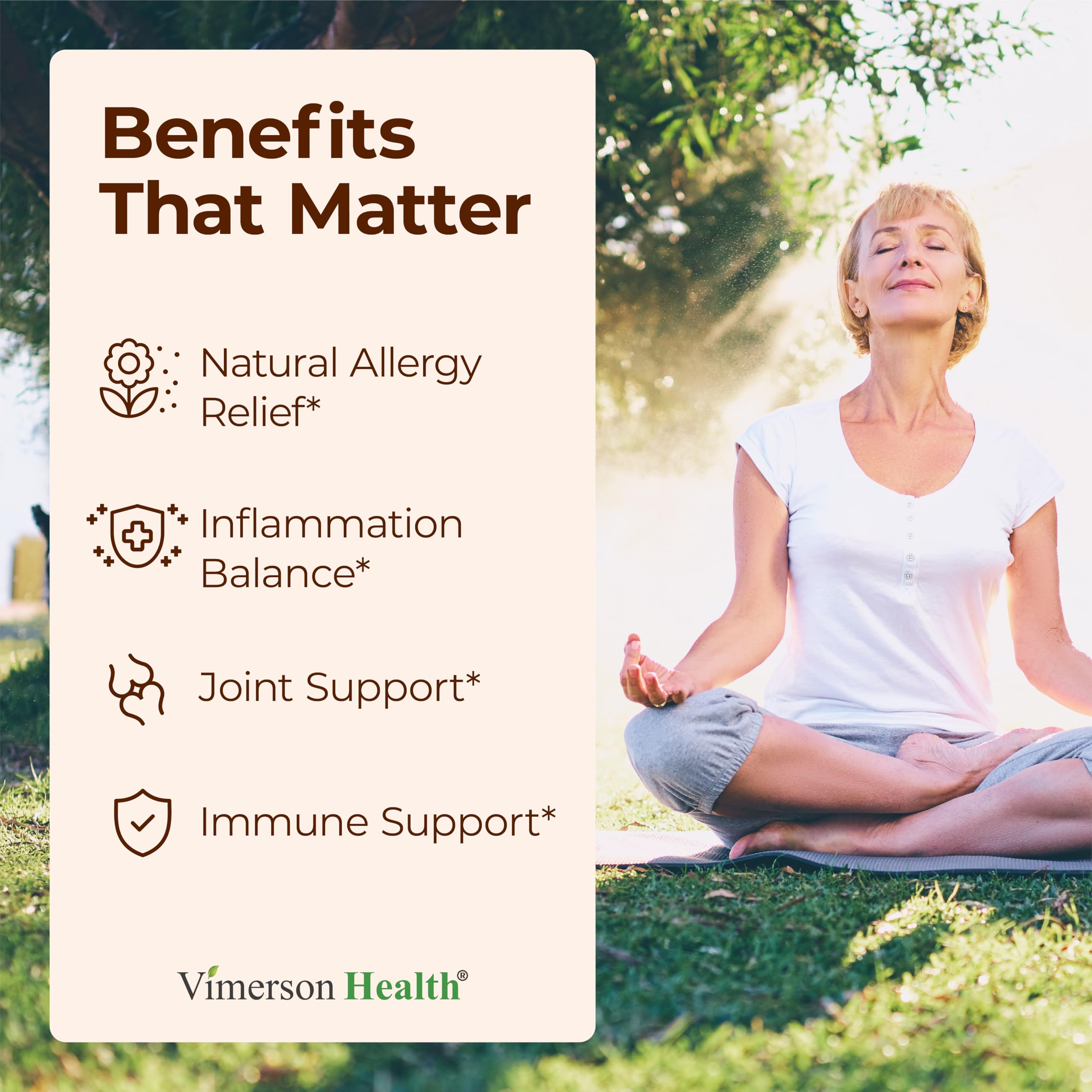 Vimerson Health quercetin capsules close-up highlighting high potency.