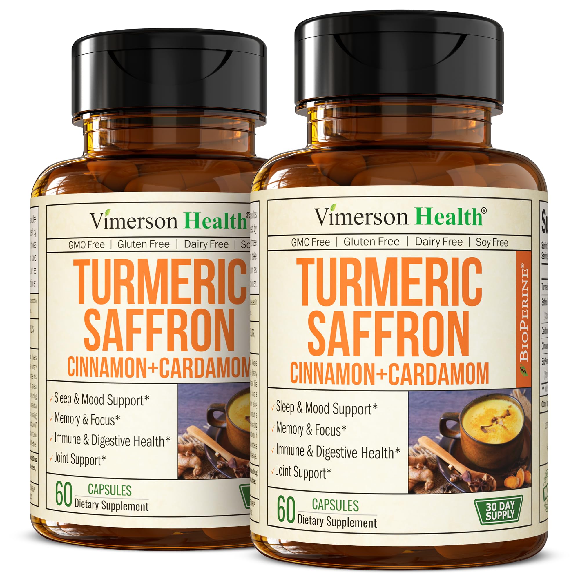 Vimerson Health saffron supplements jar label highlighting mood and eye health