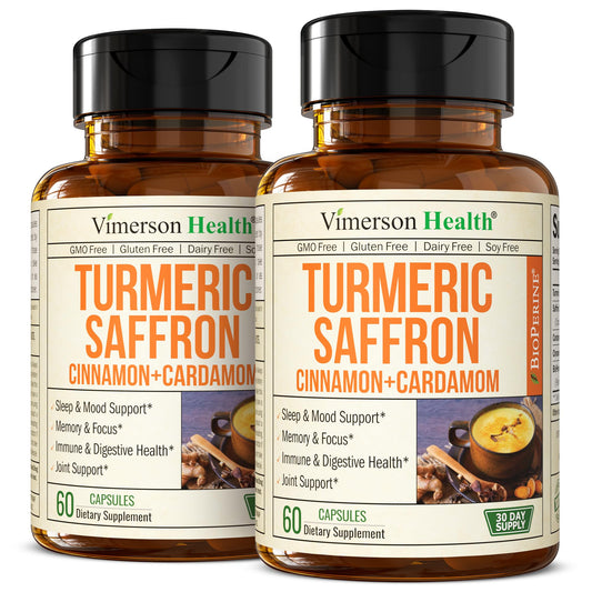 Vimerson Health saffron supplements jar label highlighting mood and eye health