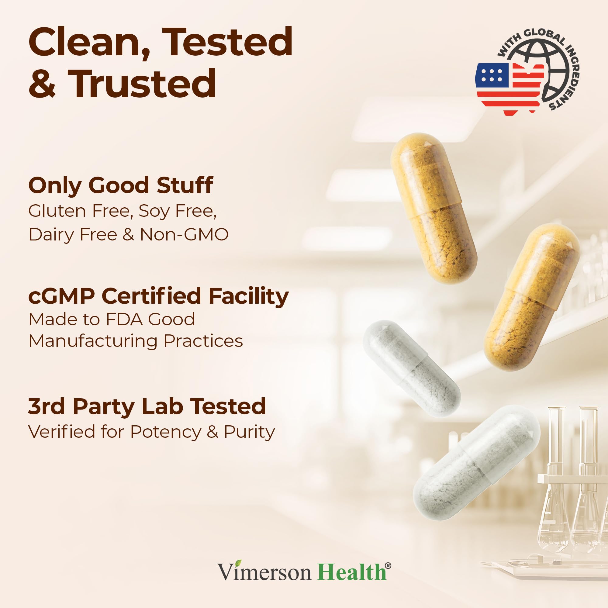 Vimerson Health sleep calm scene showing night routine with capsules