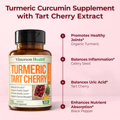 Vimerson Health tart cherry capsules closeup highlighting natural sleep content.