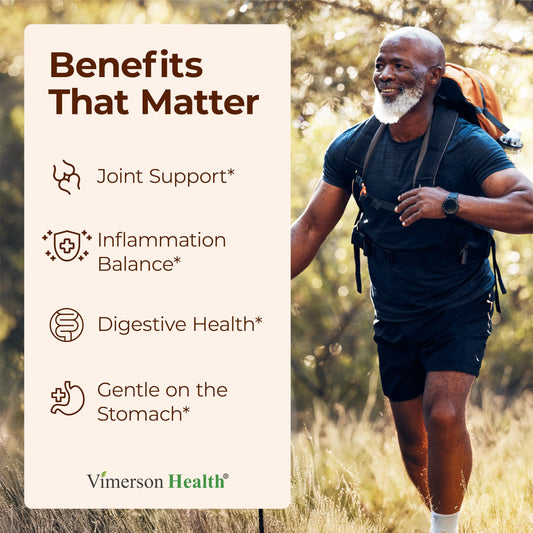 Vimerson Health turmeric capsules close-up for easy daily intake.