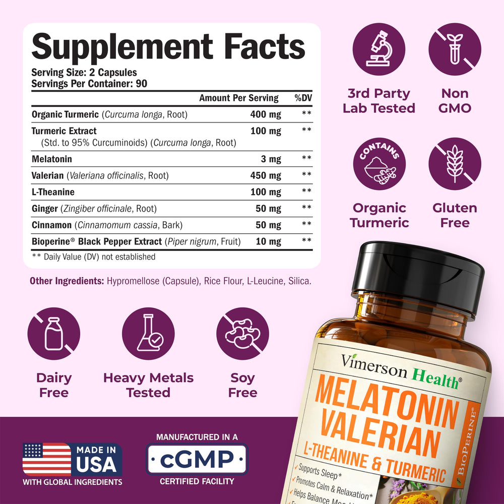 Vimerson Health turmeric-curcumin ginger black pepper label highlighting joint wellness.