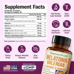 Vimerson Health turmeric-curcumin ginger black pepper label highlighting joint wellness.