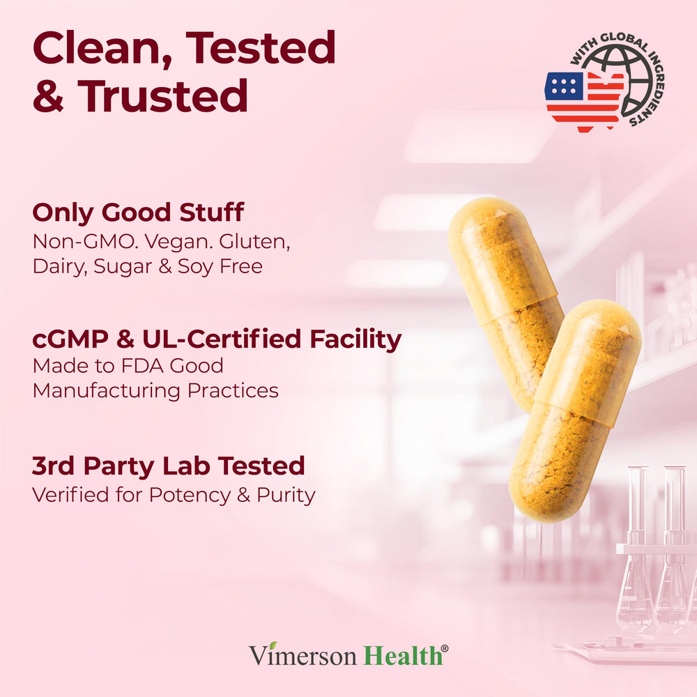 Vimerson Health turmeric-curcumin label front showing premium blend.