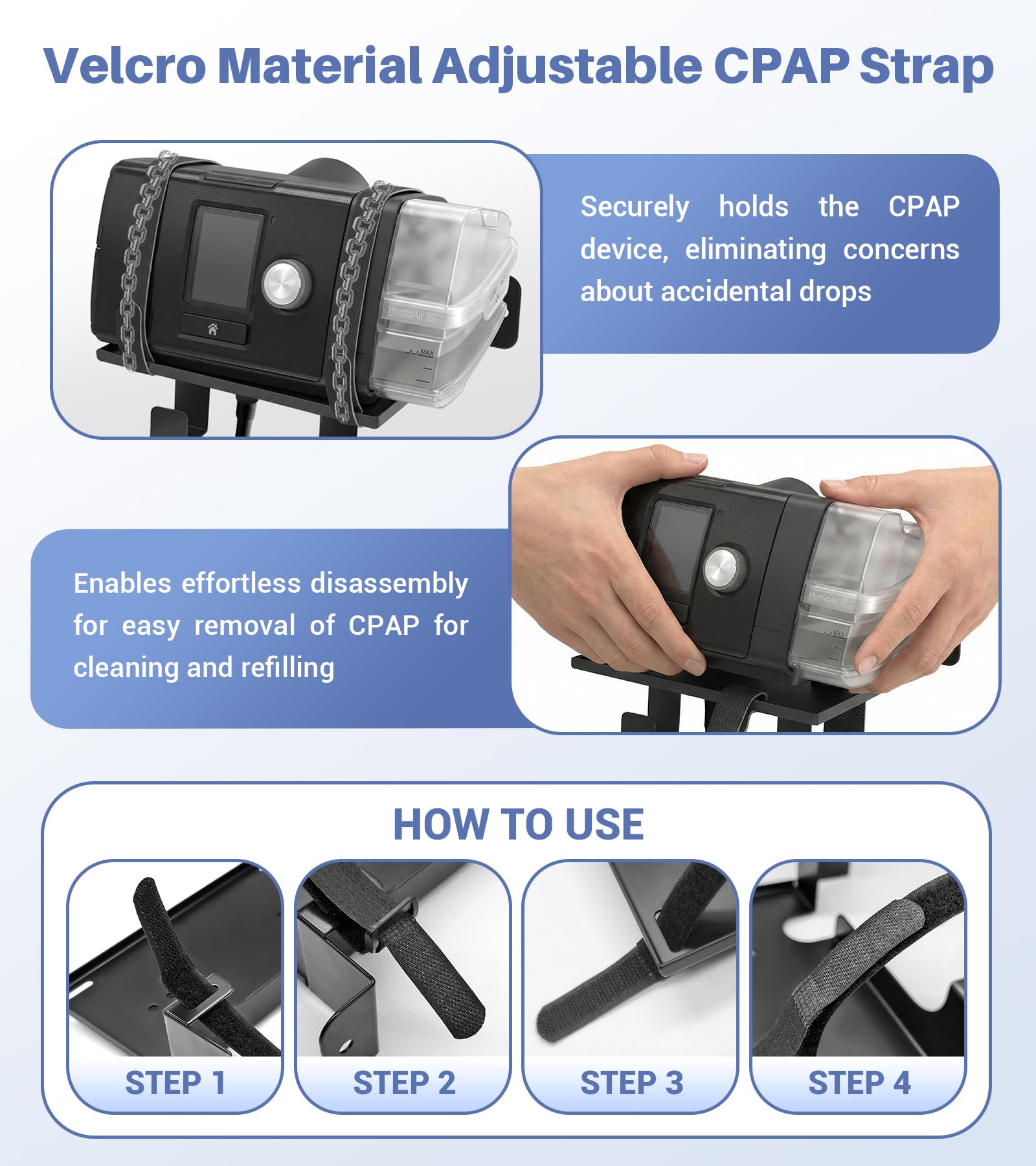 VIMZPER CPAP solid metal design resists rust for durable bedside organization.