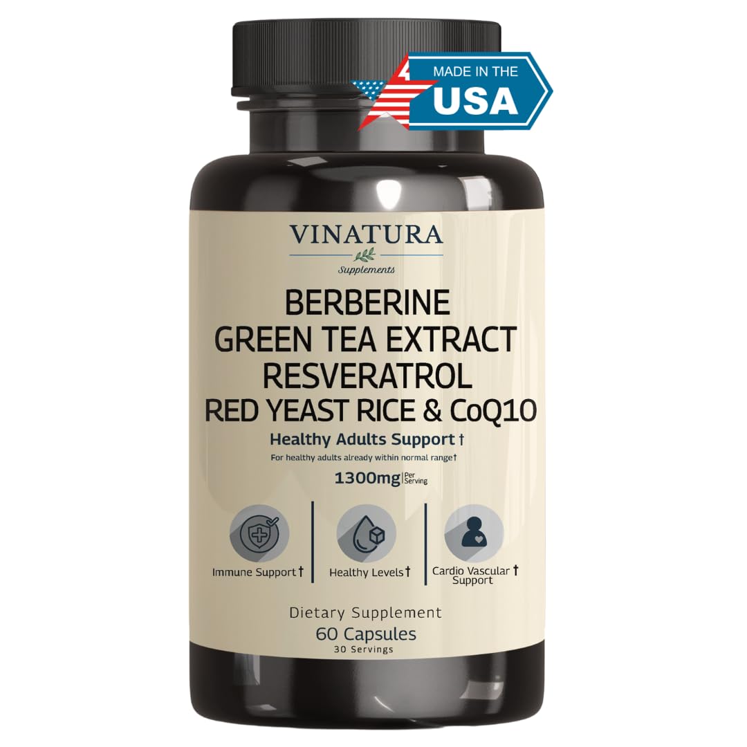 VINATURA berberine HCL and ceylon cinnamon bottle highlighting metabolic support