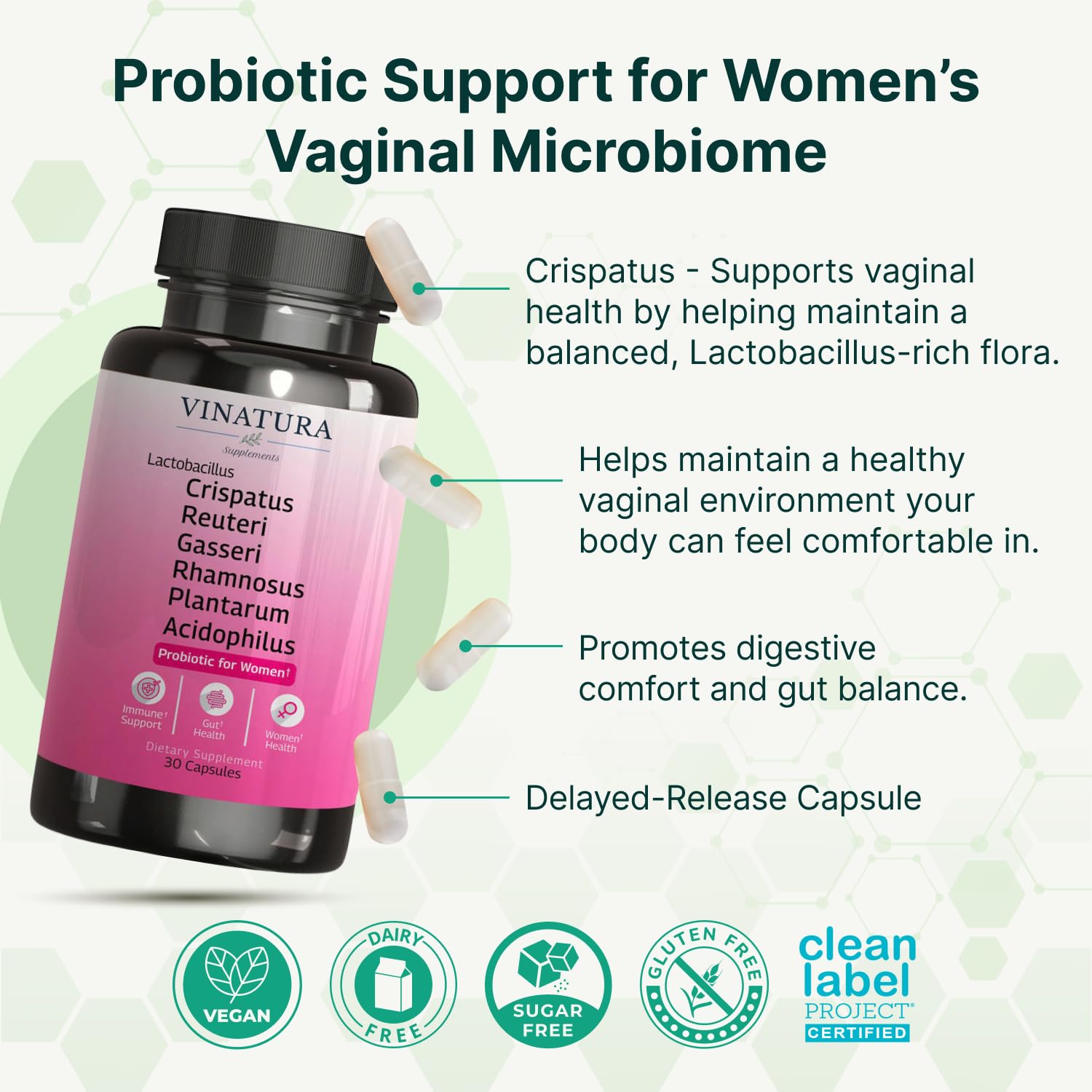VINATURA delayed-release capsules for targeted gut delivery and steady support