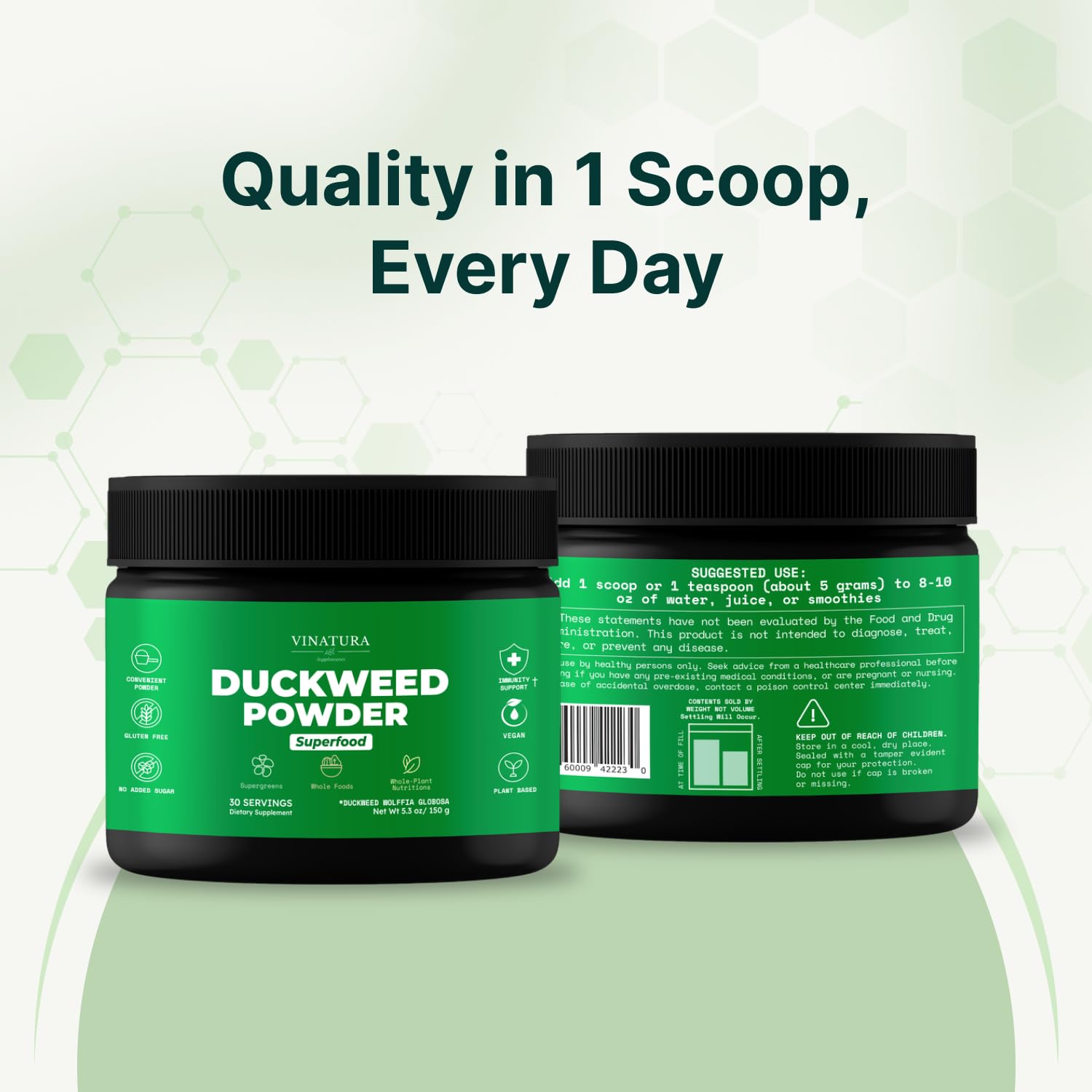 VINATURA Duckweed Powder kitchen scene illustrating versatile daily use.