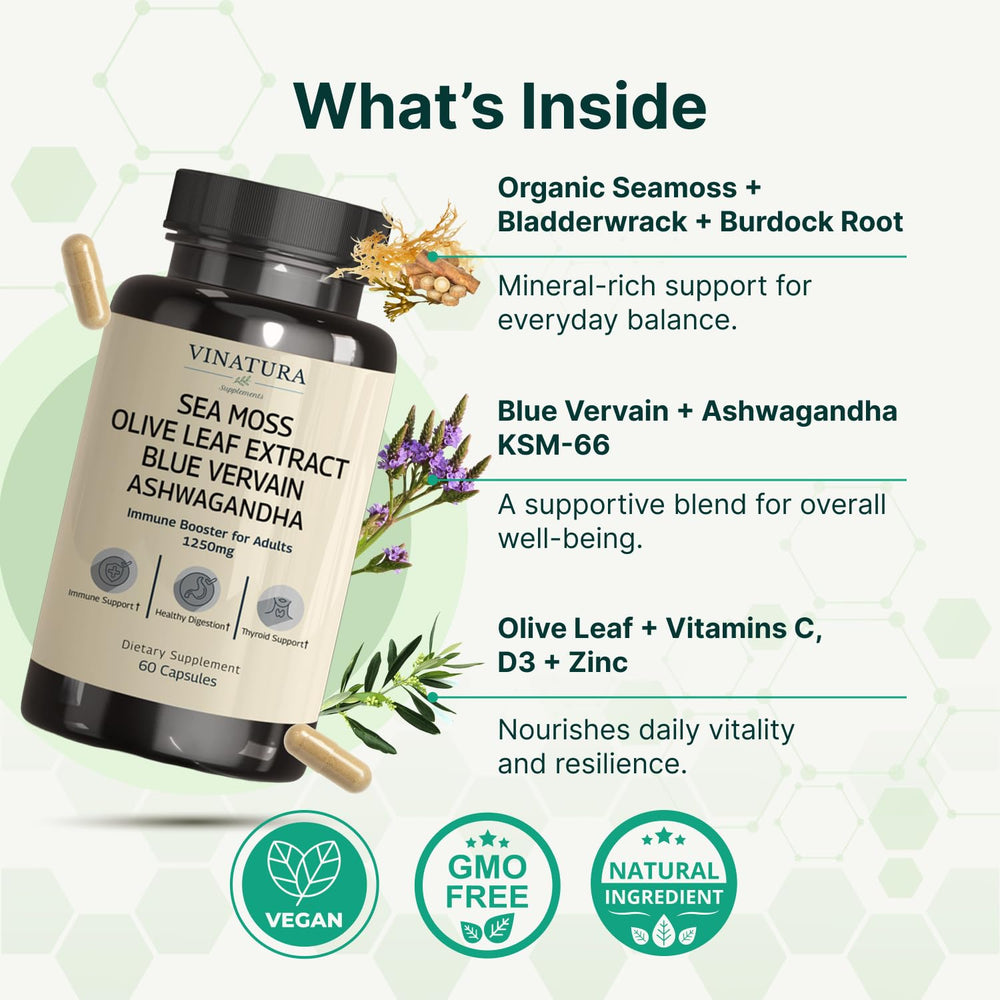 VINATURA Olive Leaf capsules in a wellness blend