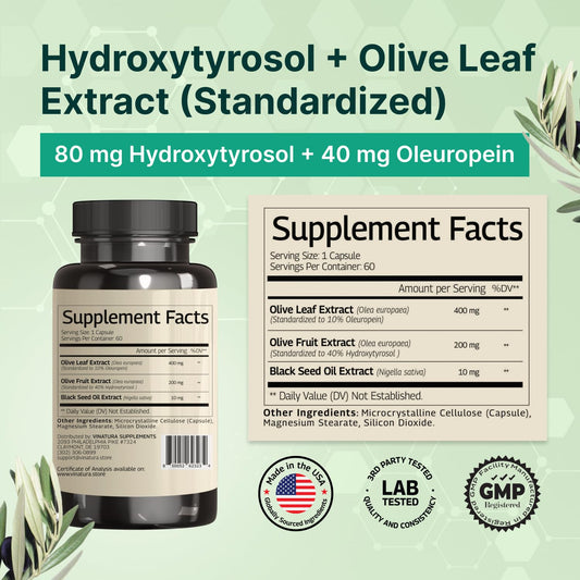 VINATURA Olive leaf extract capsule – Oleuropein-rich formula for immune support