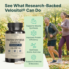 VINATURA Velositol capsules closeup emphasizes the 2 g dose for muscle support.