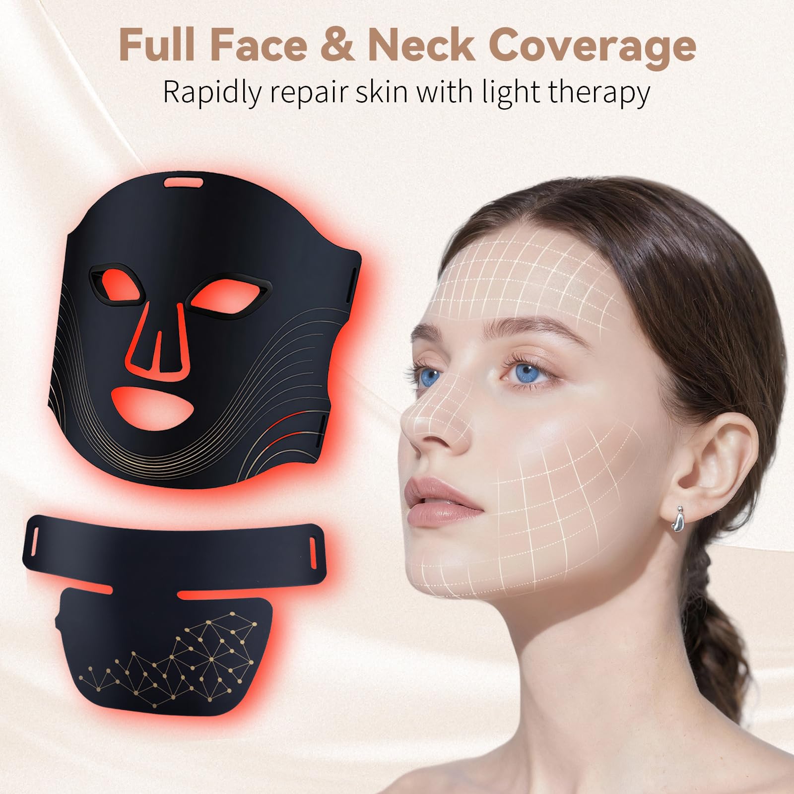 VINCAOR LED mask made with skin-friendly food-grade silicone and ABS