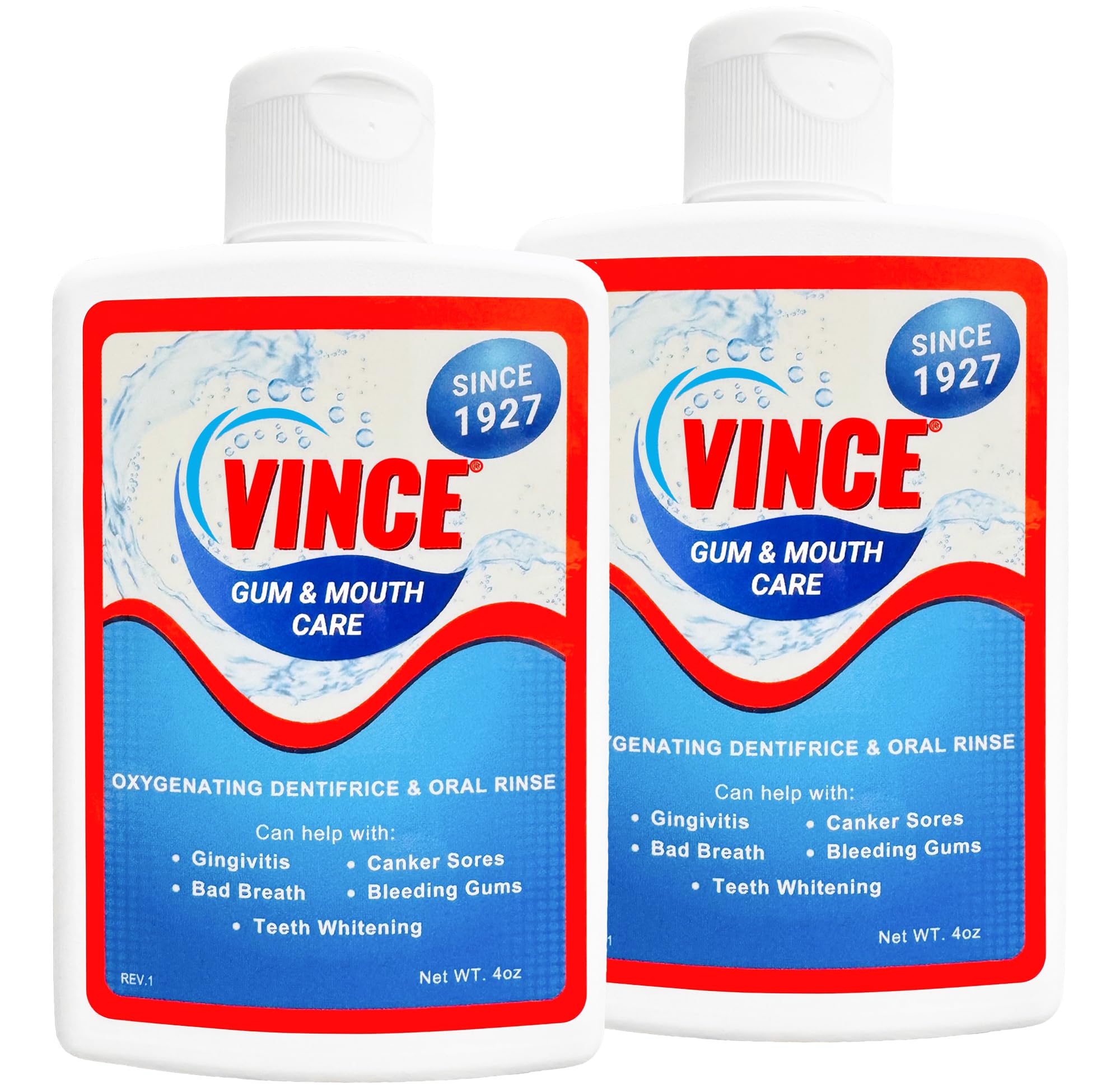 Vince Gum & Mouth Care bottle pour shows easy dosage and lasting freshness.