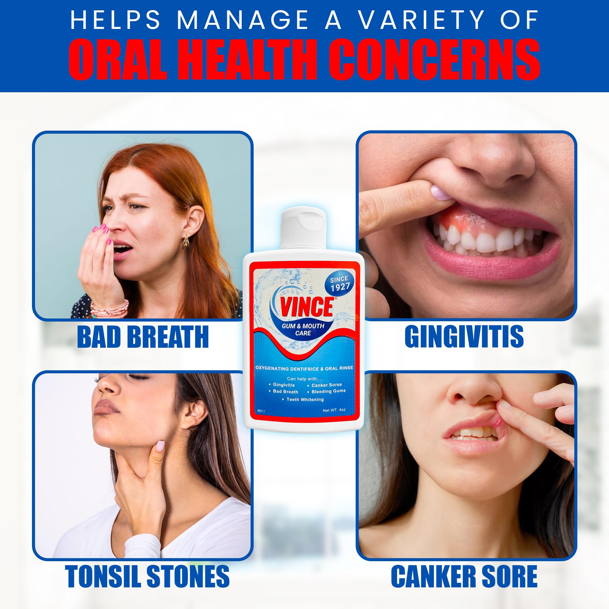 Vince Gum & Mouth Care fresh smile after use for post-oral-care confidence.