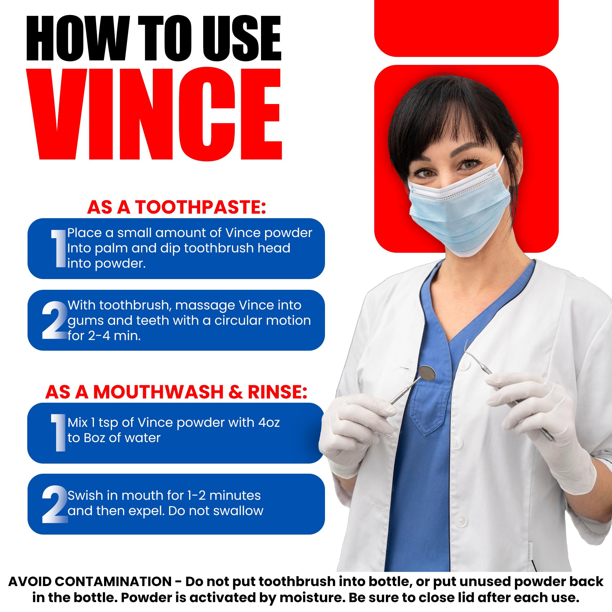 Vince Gum & Mouth Care packaging front highlights trusted dentifrice lineage.