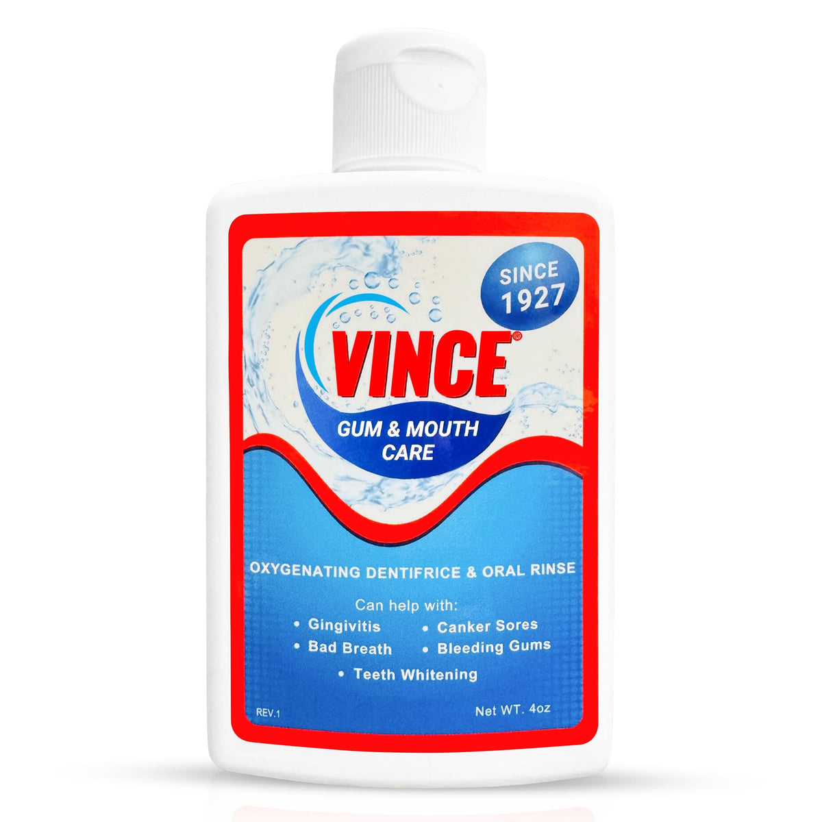 Vince Gum & Mouth Powder tin closeup for daily dentifrice use and gum support