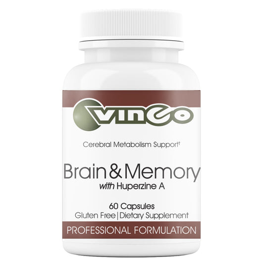 Vinco Brain & Memory bottle front for daily focus support.