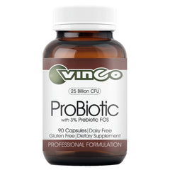 Vinco probiotic daily supplement bottle close-up for everyday digestive support