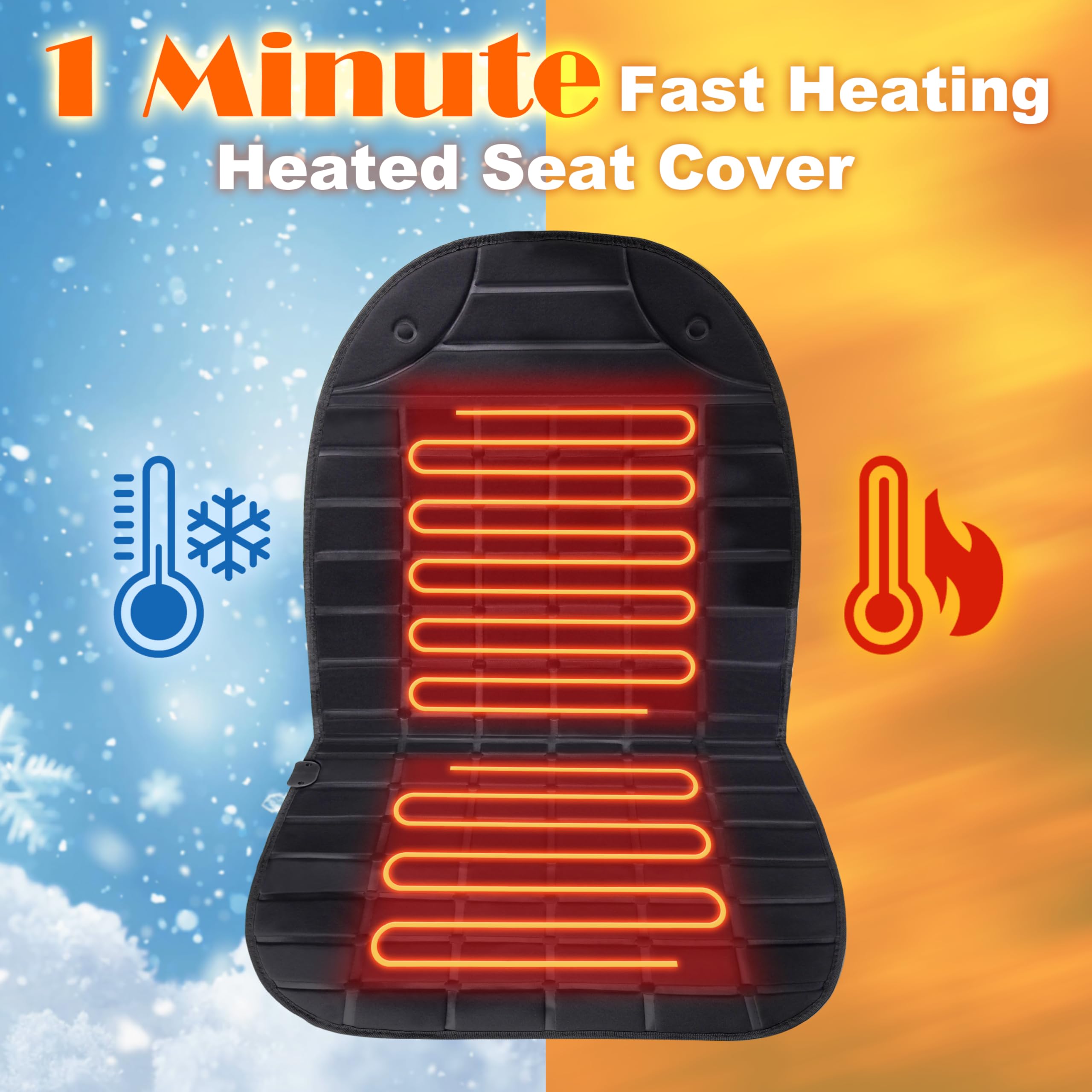 Vindobil heated seat cover quick warm-up in one minute delivers fast comfort.
