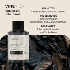 VINEVIDA Gentelmen's Mahogany Teakwood bottle highlighting warm wood notes.