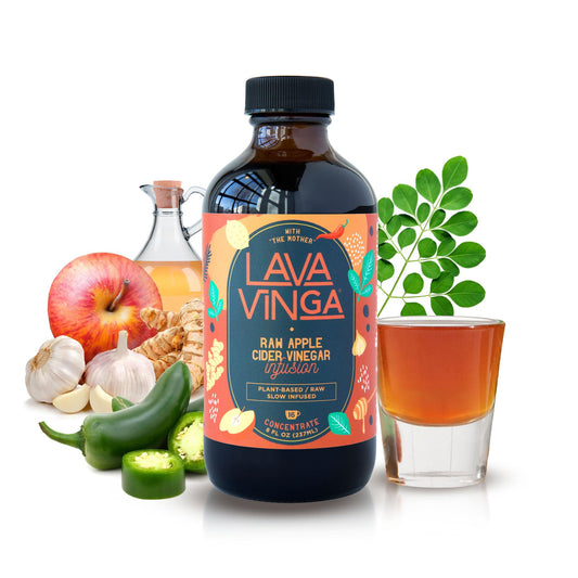 VINGA Lava front bottle showing label and 8 oz size for easy storage