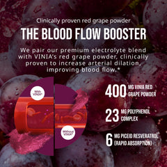 VINIA bottle label close up highlighting resveratrol and electrolytes