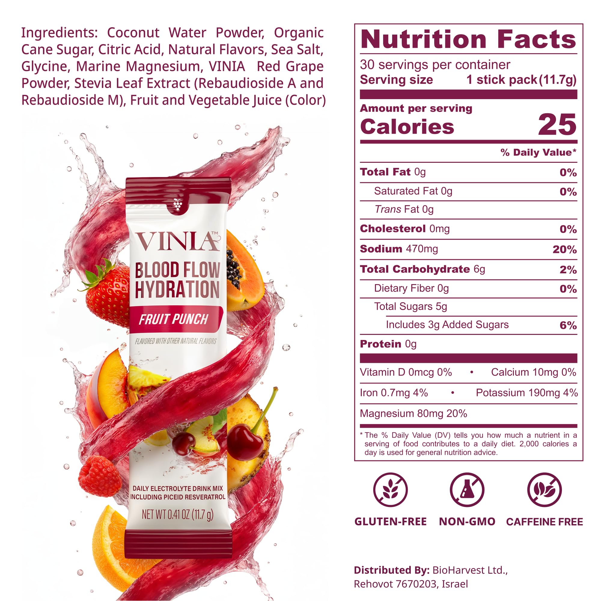 VINIA hydration powder being stirred in a glass for quick refreshment