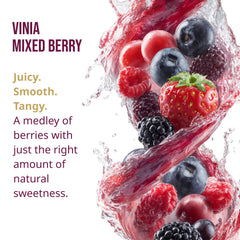 Polyphenol-rich powder pouring into glass hints berry-flavor hydration