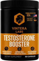 VINTERA LABS Testosterone Booster bottle on shelf highlighting sturdy packaging for daily use