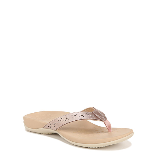Vionic Aliza Rose Gold LTHR upper for stylish everyday wear and support